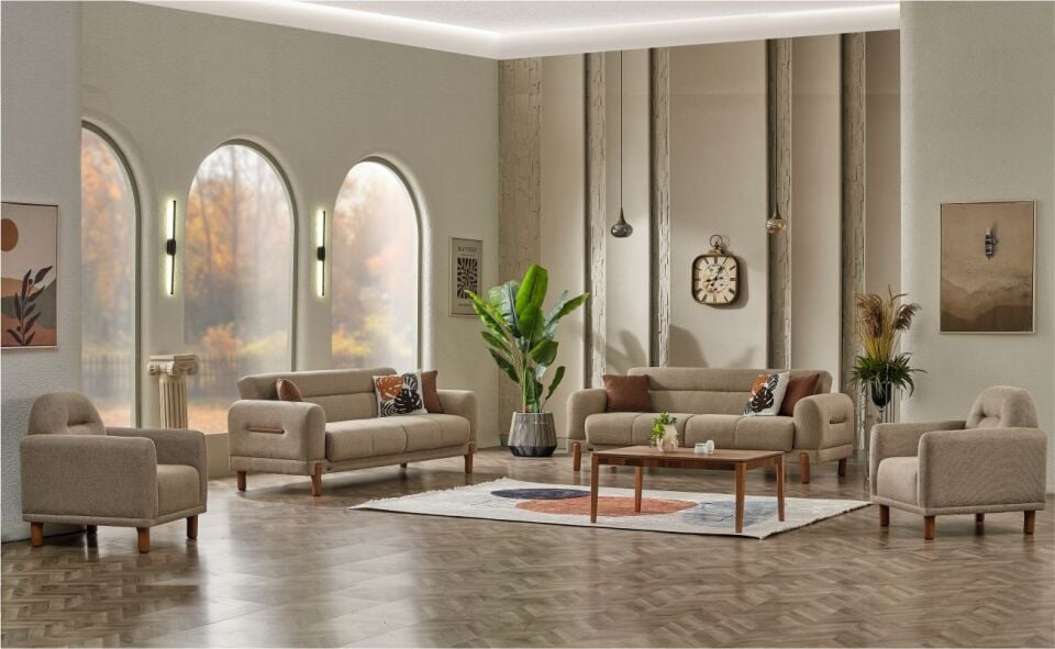 Nil Anka Ahşap Koltuk Takımım 3+3+1+1 Luı 01