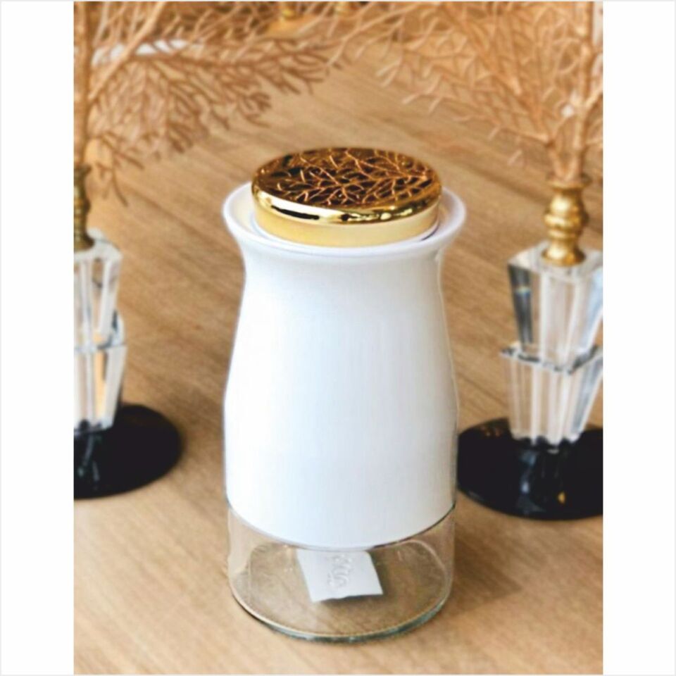 Sembol Kıtchen Art-115 Silindir 20 Cm Kavanoz Whıte-Gold