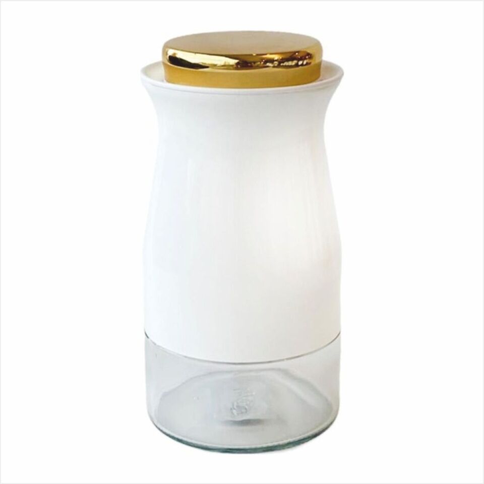 Sembol Kıtchen Art-115 Silindir 20 Cm Kavanoz Whıte-Gold