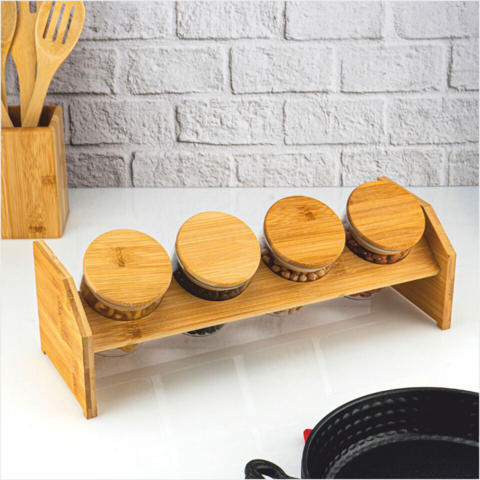 BAMBUM  TİER - 5 PARÇA TEK KATLI STANDLI BAHARATLIK BÜYÜK