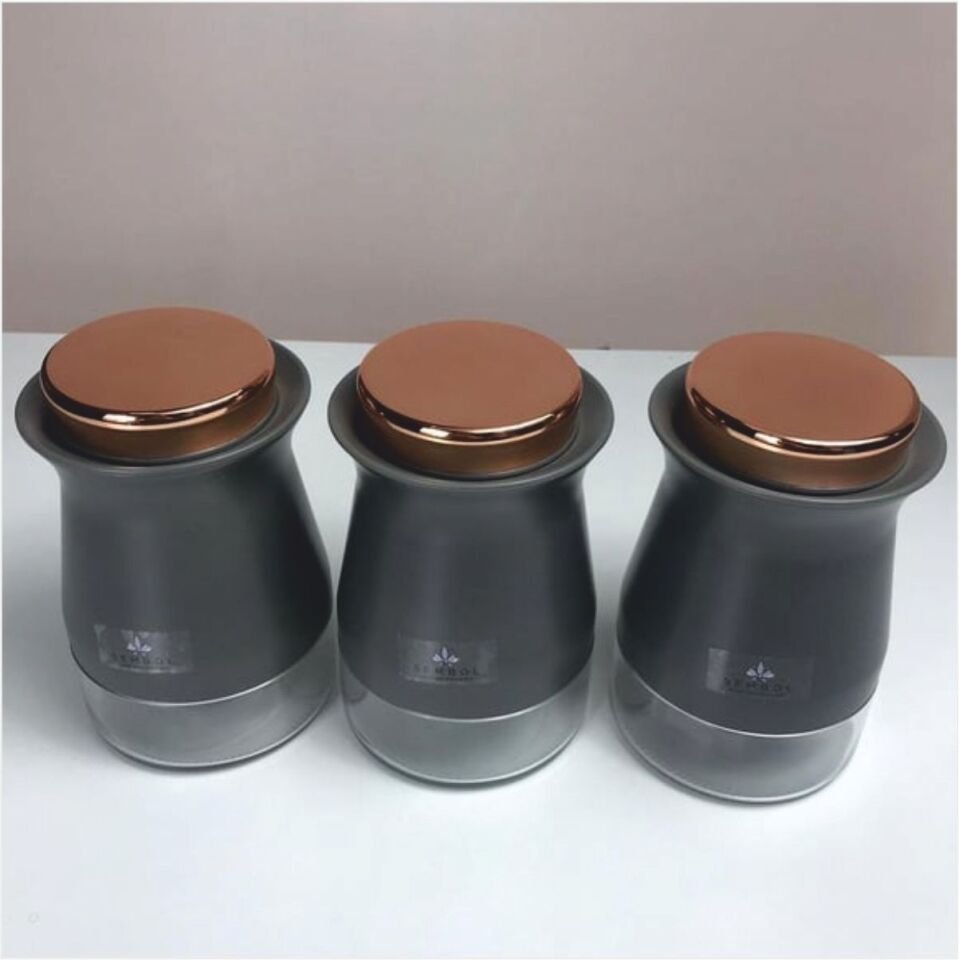 Sembol Kıtchen Art-195 Dekoratif 3'Lü Baharat Takımı Green-Gold