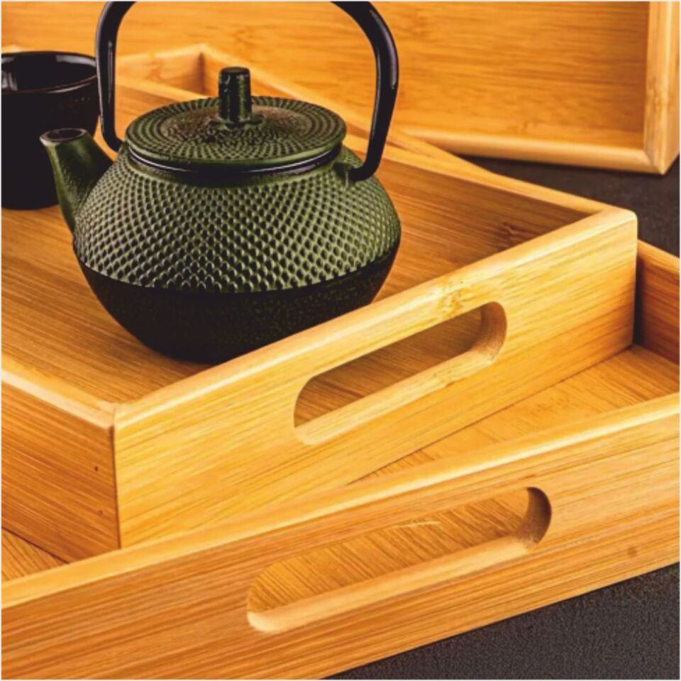 BAMBUM  MARBELLA - 3'LÜ BAMBU DESENLİ TEPSİ