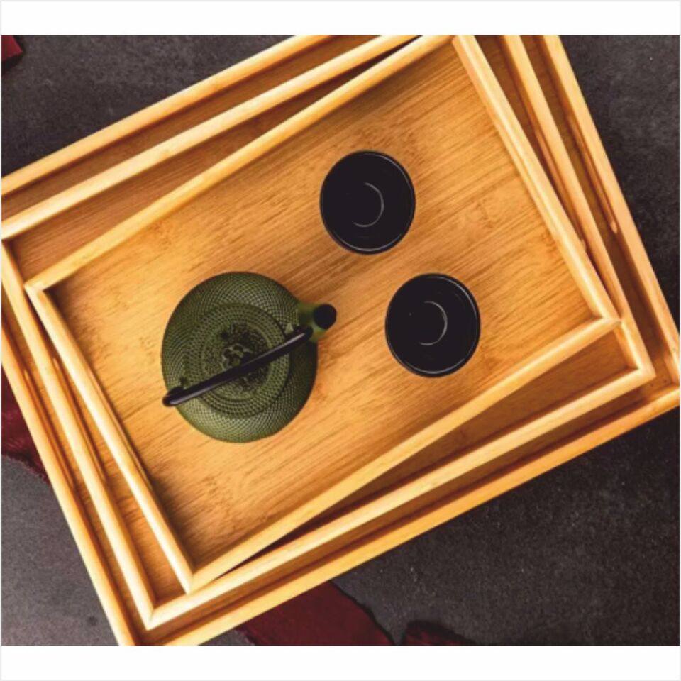 BAMBUM  MARBELLA - 3'LÜ BAMBU DESENLİ TEPSİ