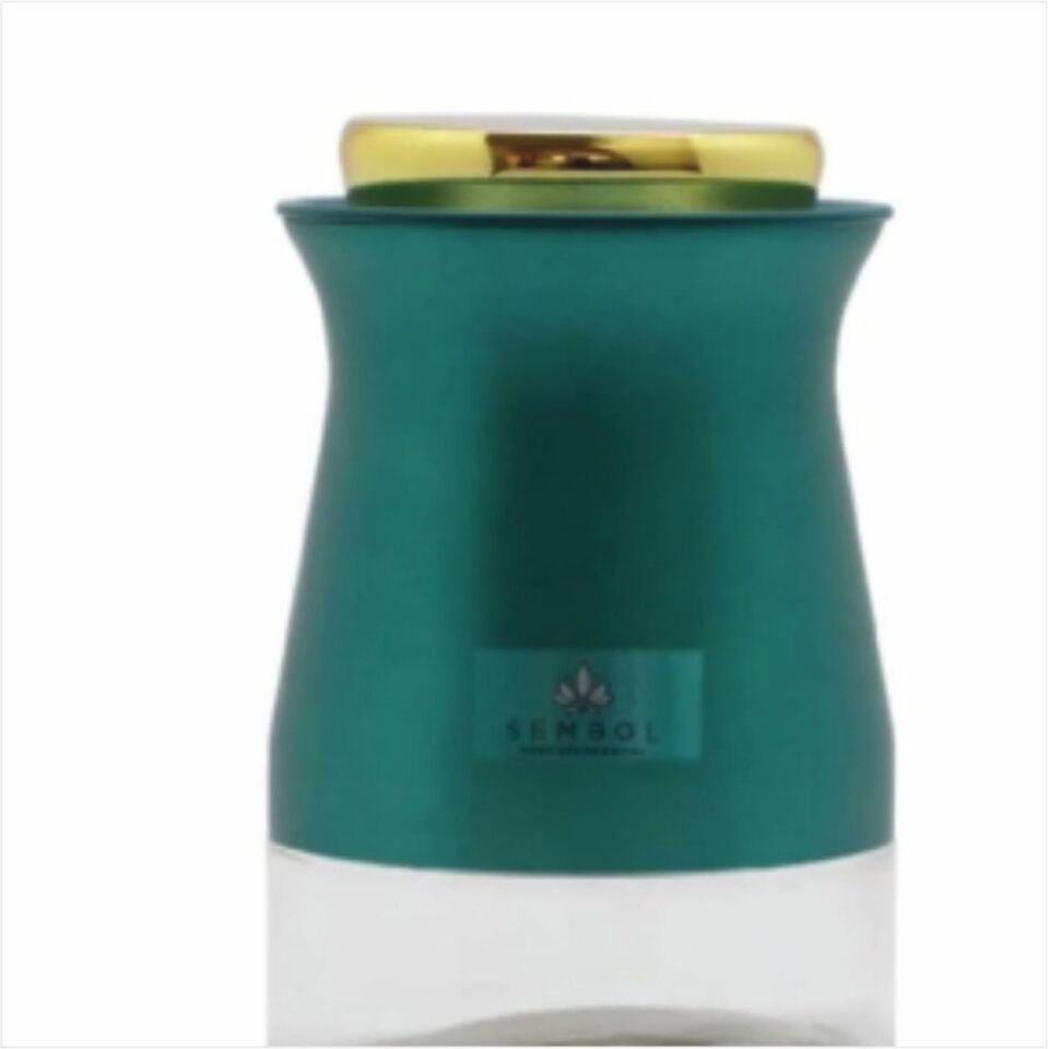 Sembol Kıtchen Art-95 Silindir 16 Cm Kavanoz Green-Gold