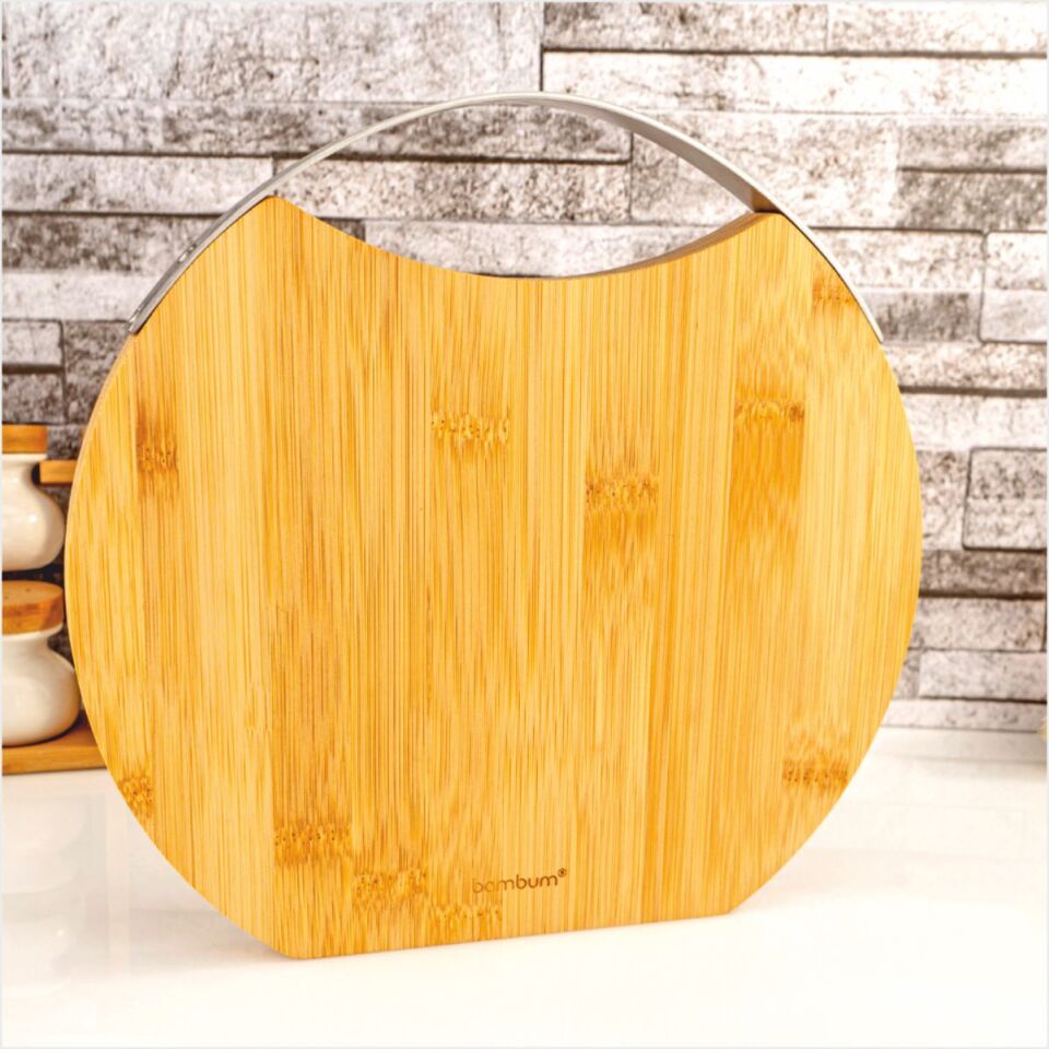 BAMBUM  ZOE - ÇELİK KULPLU KESME TAHTASI YUVARLAK KÜÇÜK