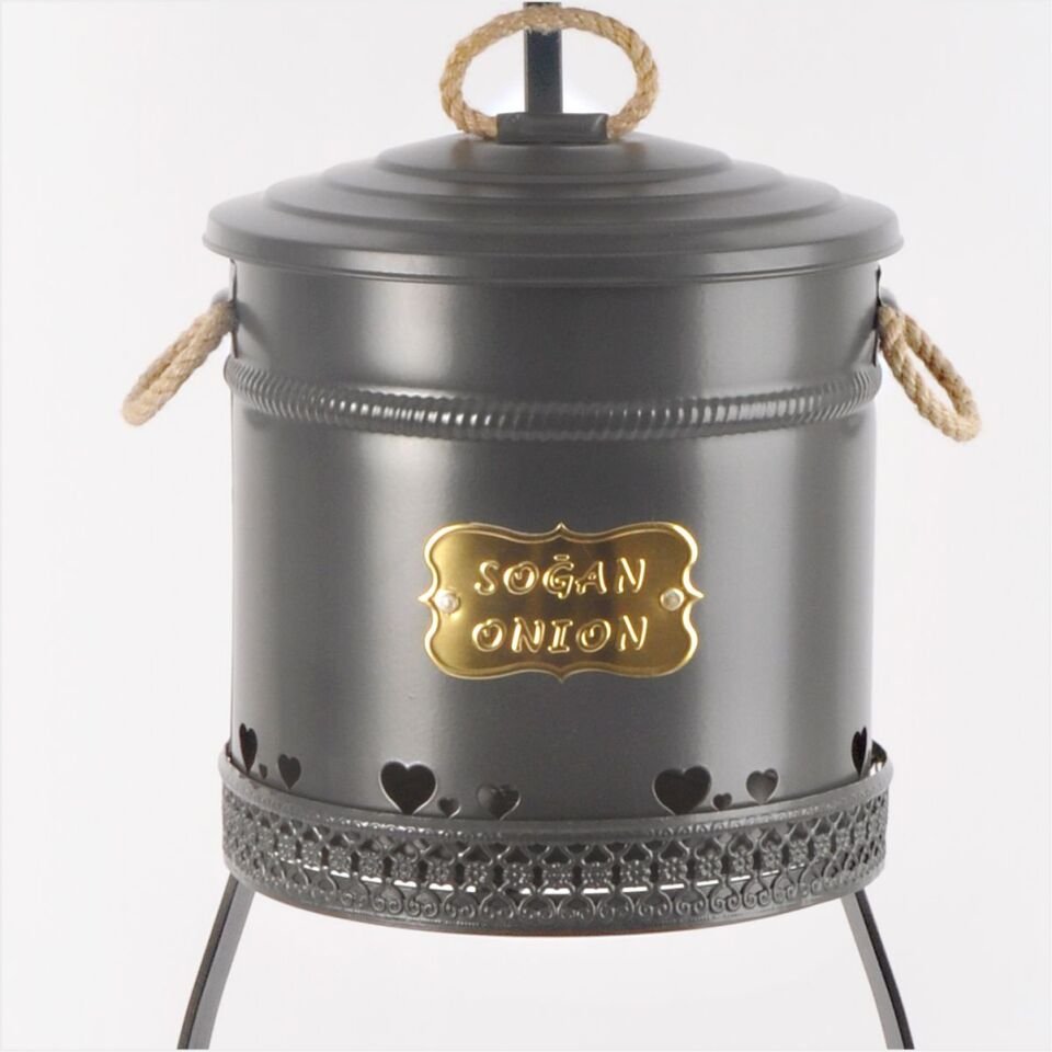 Yıldıray 1052 3 Katlı Dantelli Patates-Soğanlık Kovası Antrasit