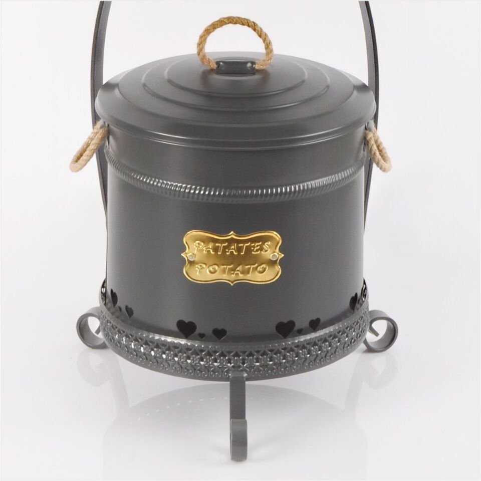 Yıldıray 1052 3 Katlı Dantelli Patates-Soğanlık Kovası Antrasit