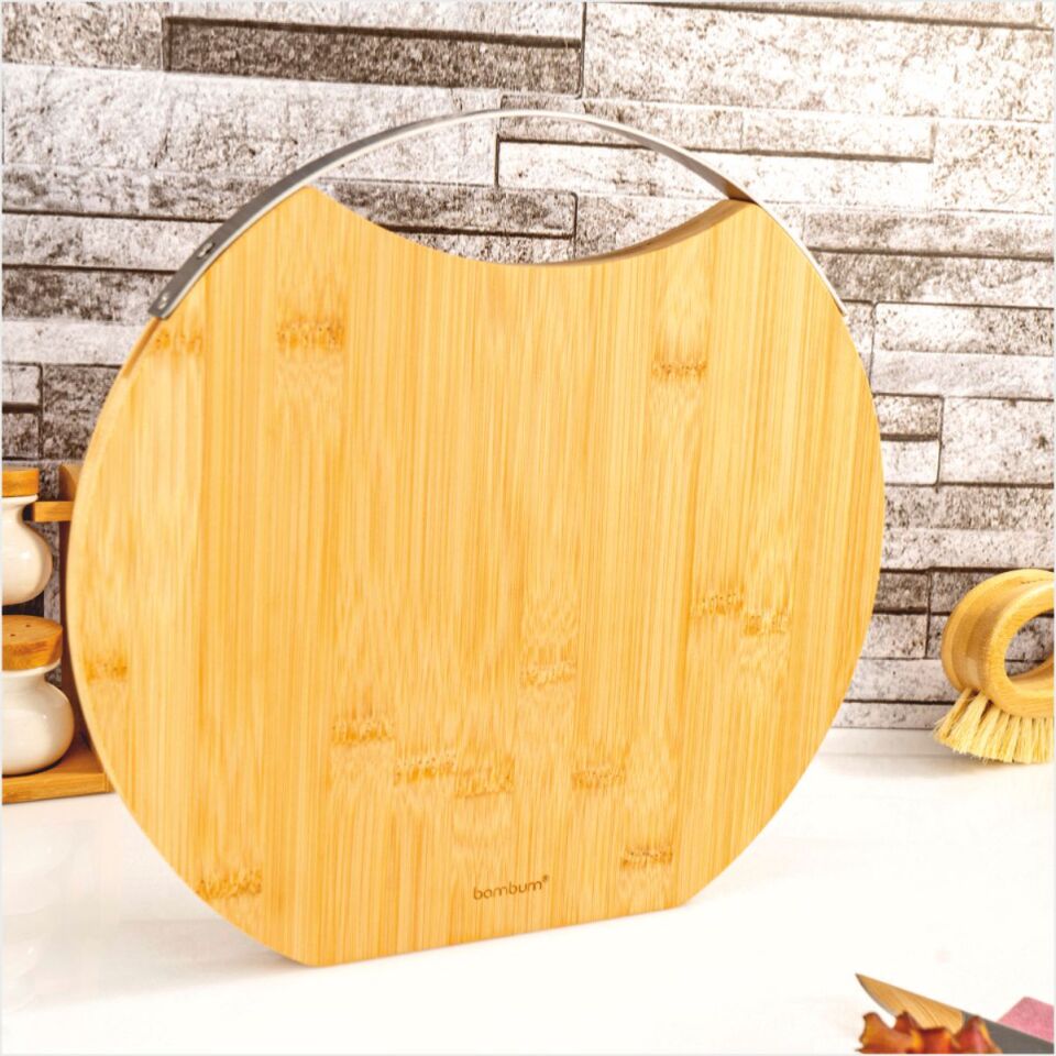 BAMBUM  ZOE - ÇELİK KULPLU KESME TAHTASI YUVARLAK BÜYÜK