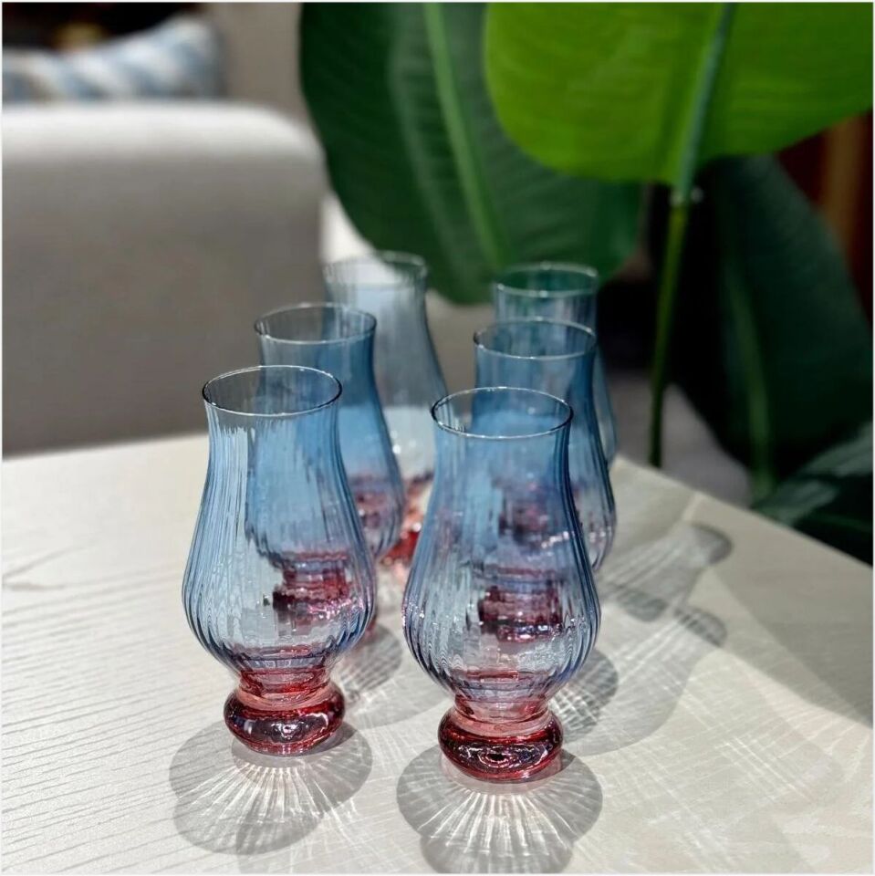 REKABET YV-513 OPTİKLİ KAHVEYANI BARDAK MAVİ/PEMBE