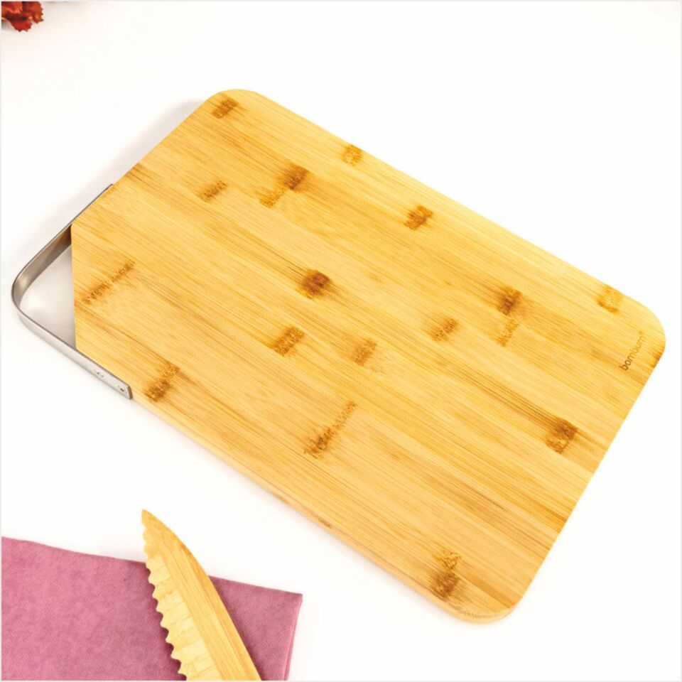 BAMBUM  ZOE - ÇELİK KULPLU KESME TAHTASI DİKDÖRTGEN BÜYÜK