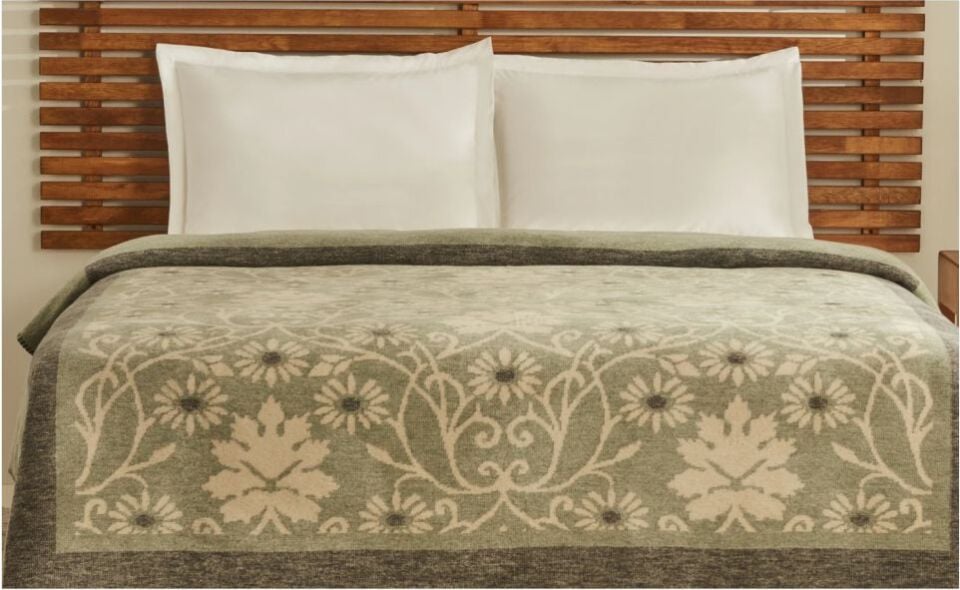 Karaca Home Flara Çift Kişilik Pamuklu Battaniye Yeşil