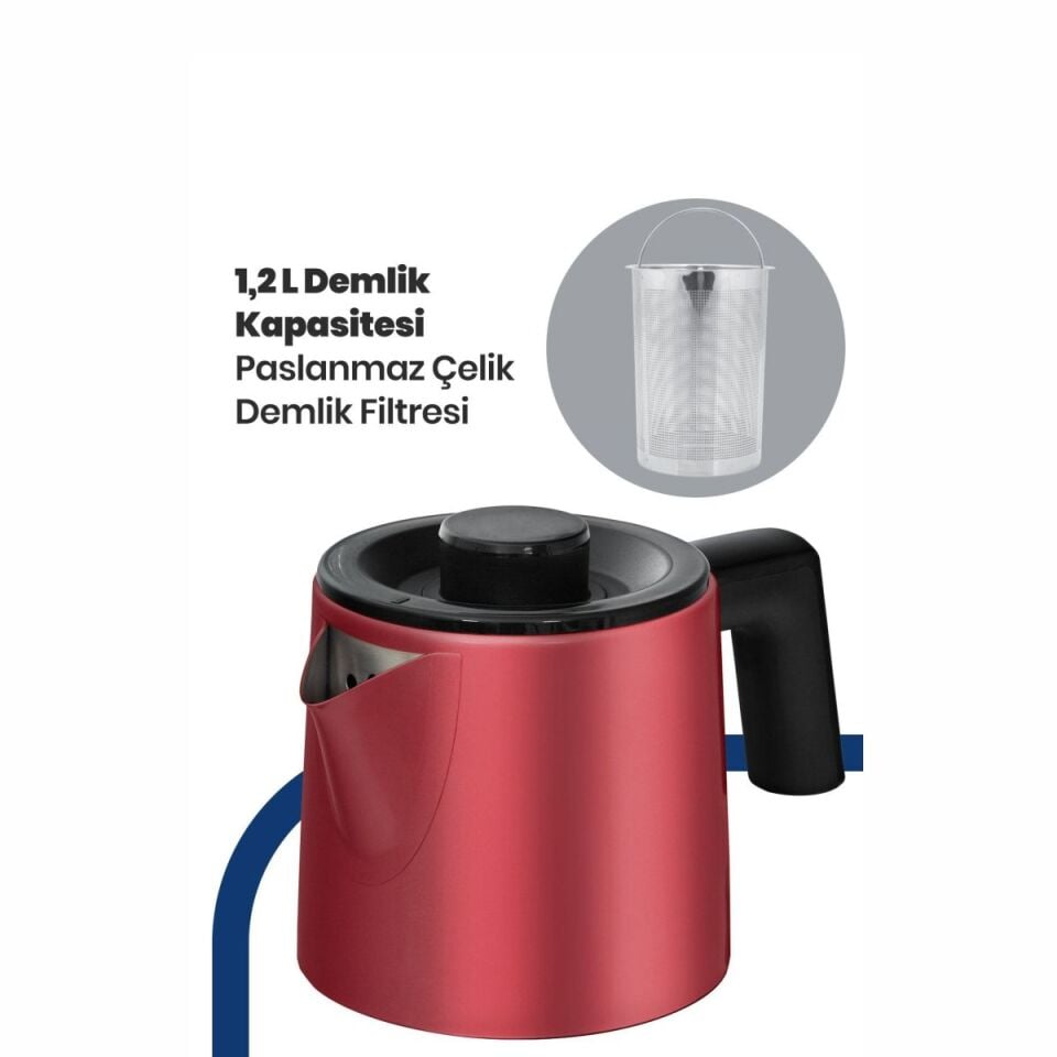 Goldmaster GM-7344K Akasya Kırmızı 2200 W Çelik Çay Makinesi