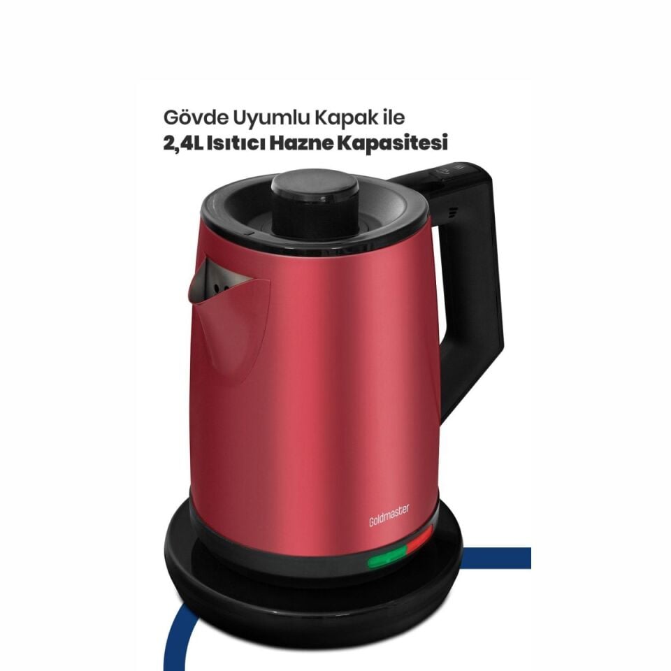 Goldmaster GM-7344K Akasya Kırmızı 2200 W Çelik Çay Makinesi