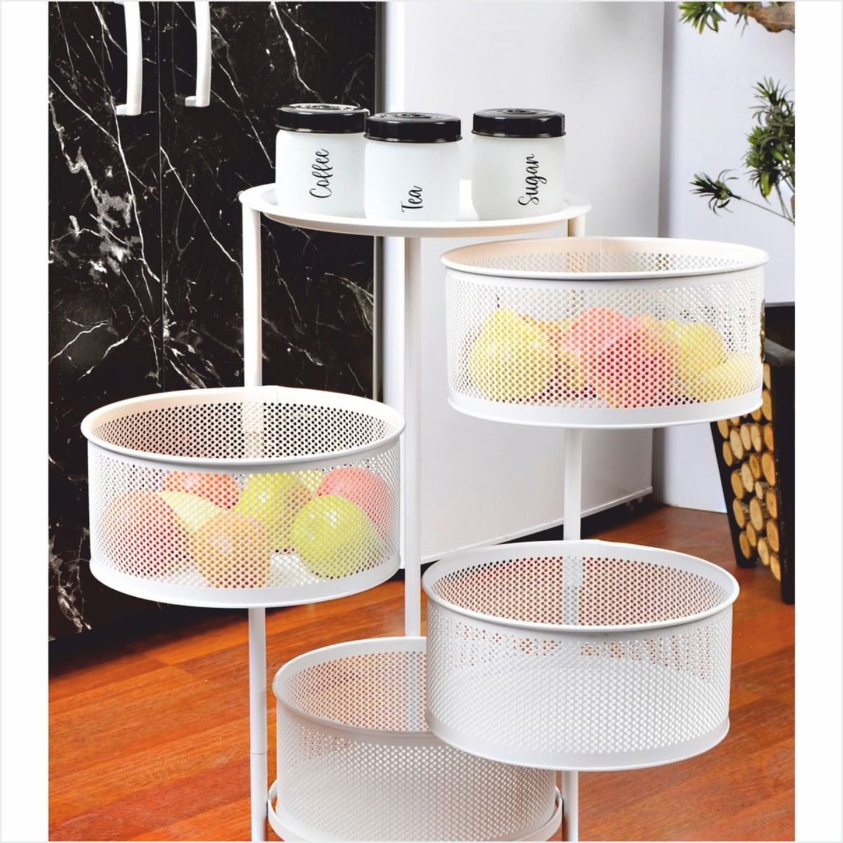 YILDIRAY 1057 4 KATLI AÇILIR KAPANIR FERFORJE SEBZELİK BEYAZ