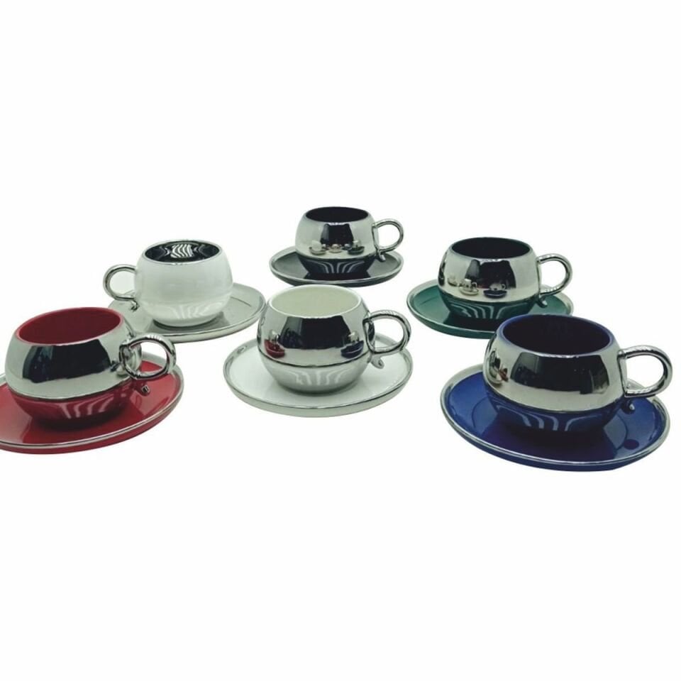 Krd Home 3409*Krd Gümüş 6 Lı Kahve Fincan Takımı.
