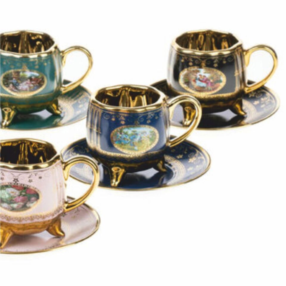 Krd Home 3412*Krd  Ayaklı 6 Lı Kahve Fincan Takımı.