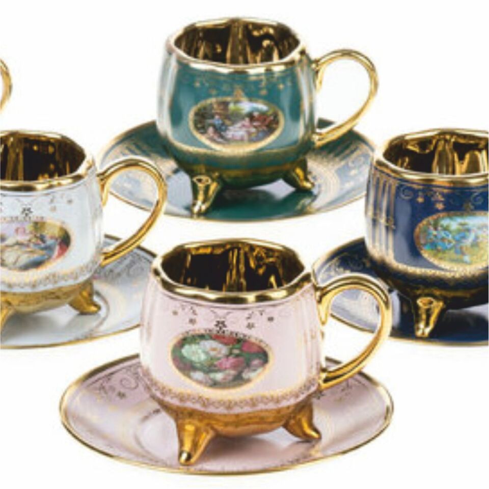 Krd Home 3412*Krd  Ayaklı 6 Lı Kahve Fincan Takımı.