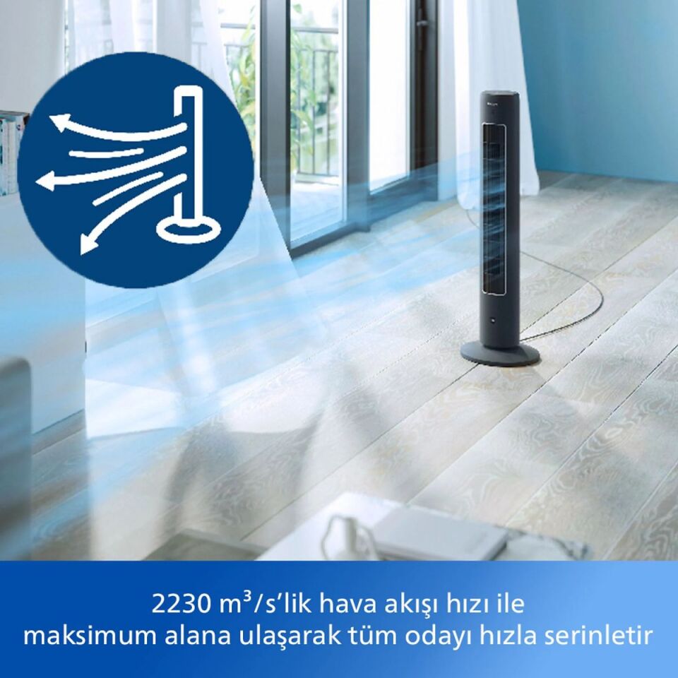 Philips 5000 Serisi CX5535/11 Siyah Kule Tipi Fanlı Vantilatör