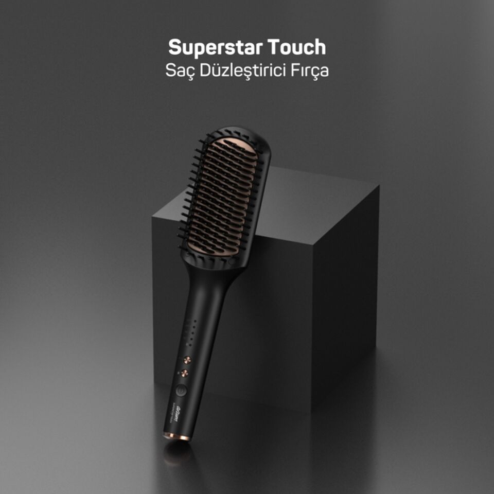 Arzum AR5068 Superstar Touch Saç Düzleştirici Fırça - Siyah