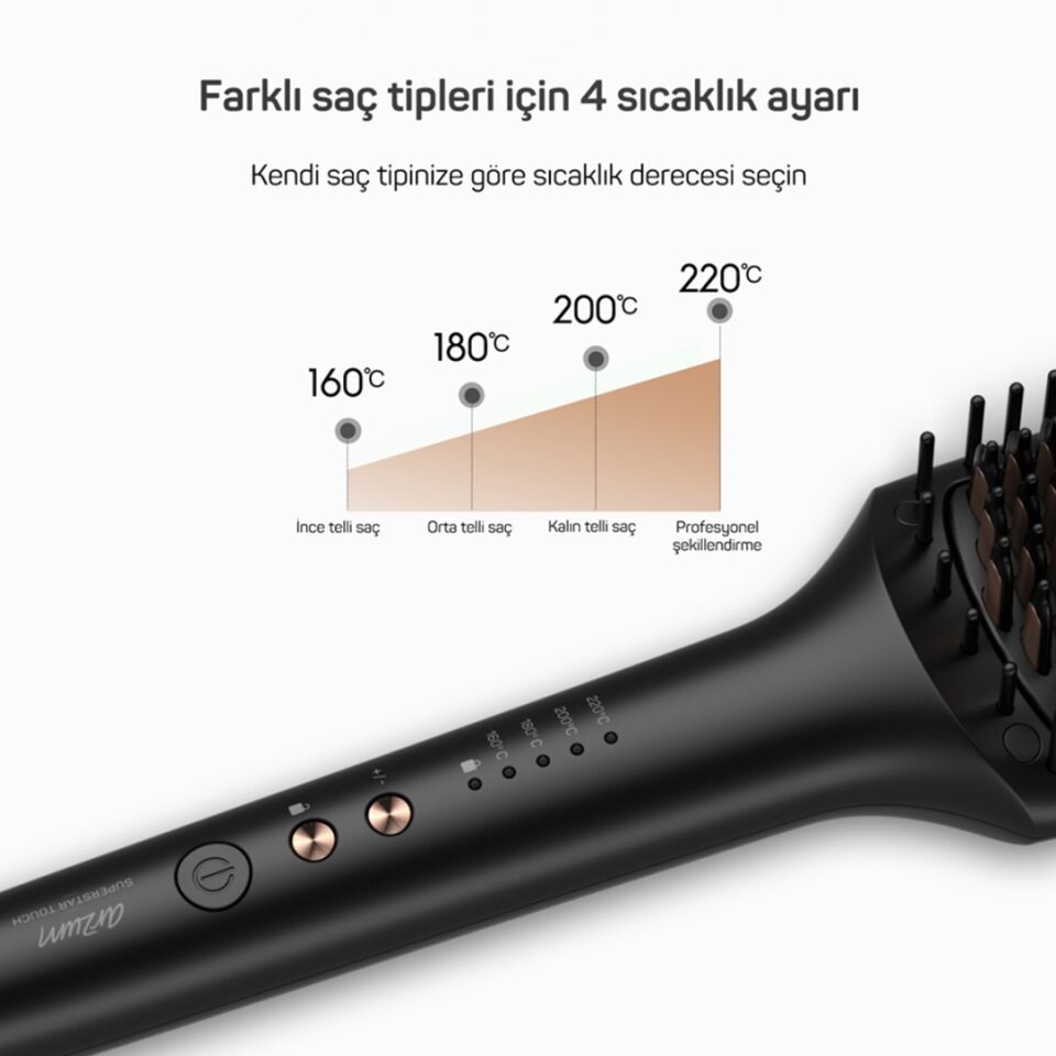 Arzum AR5068 Superstar Touch Saç Düzleştirici Fırça - Siyah