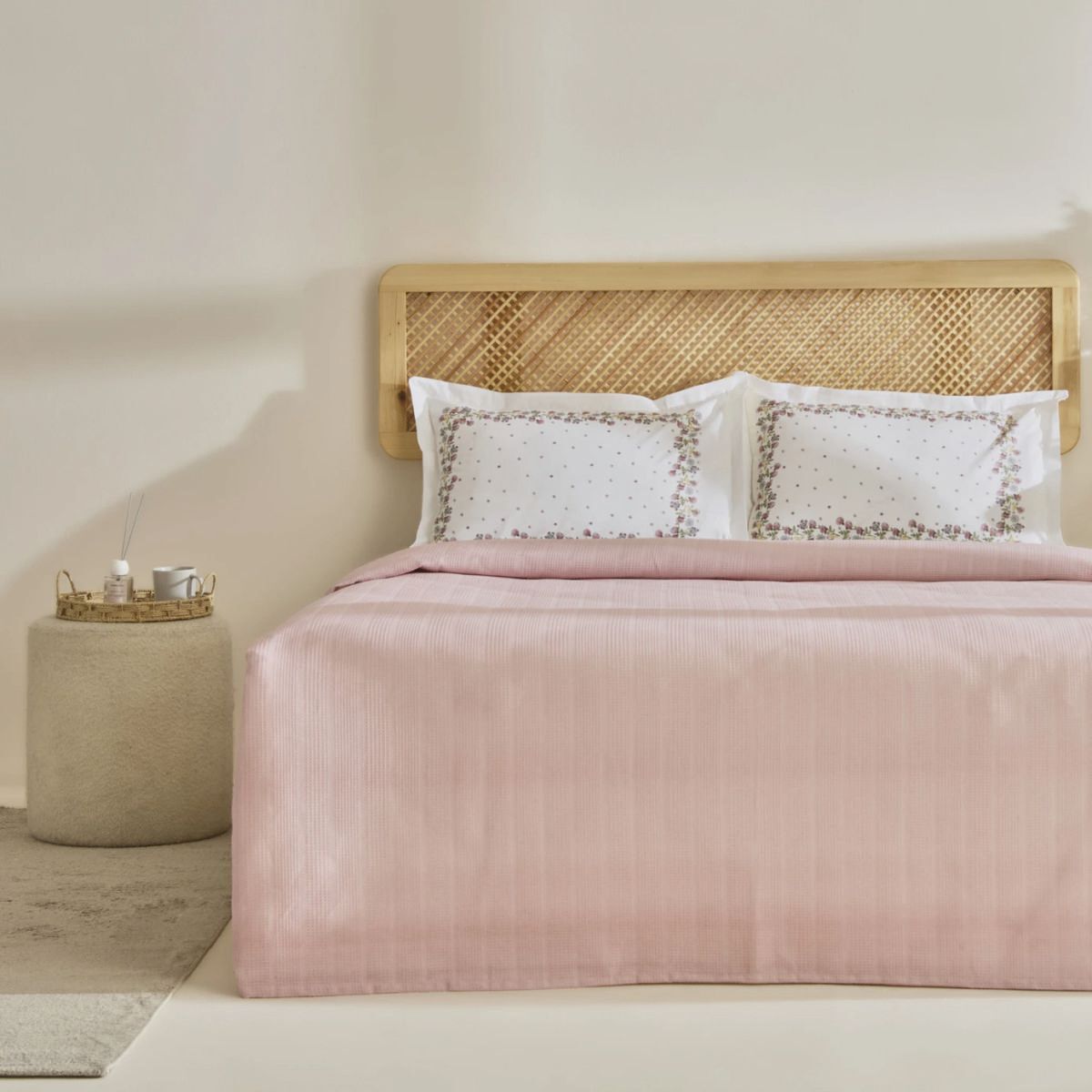 Karaca Home Roshell %100 Pamuk Çift Kişilik Pike Takımı Pudra