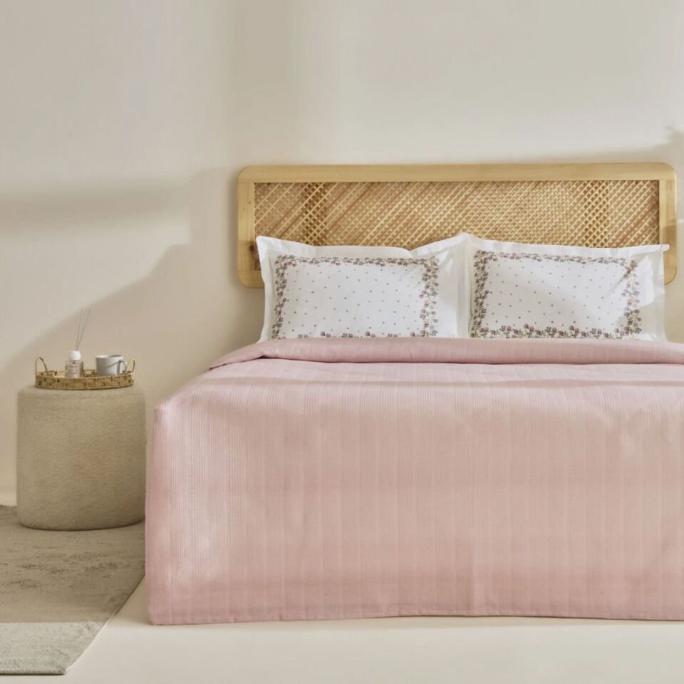 Karaca Home Roshell %100 Pamuk Çift Kişilik Pike Takımı Pudra