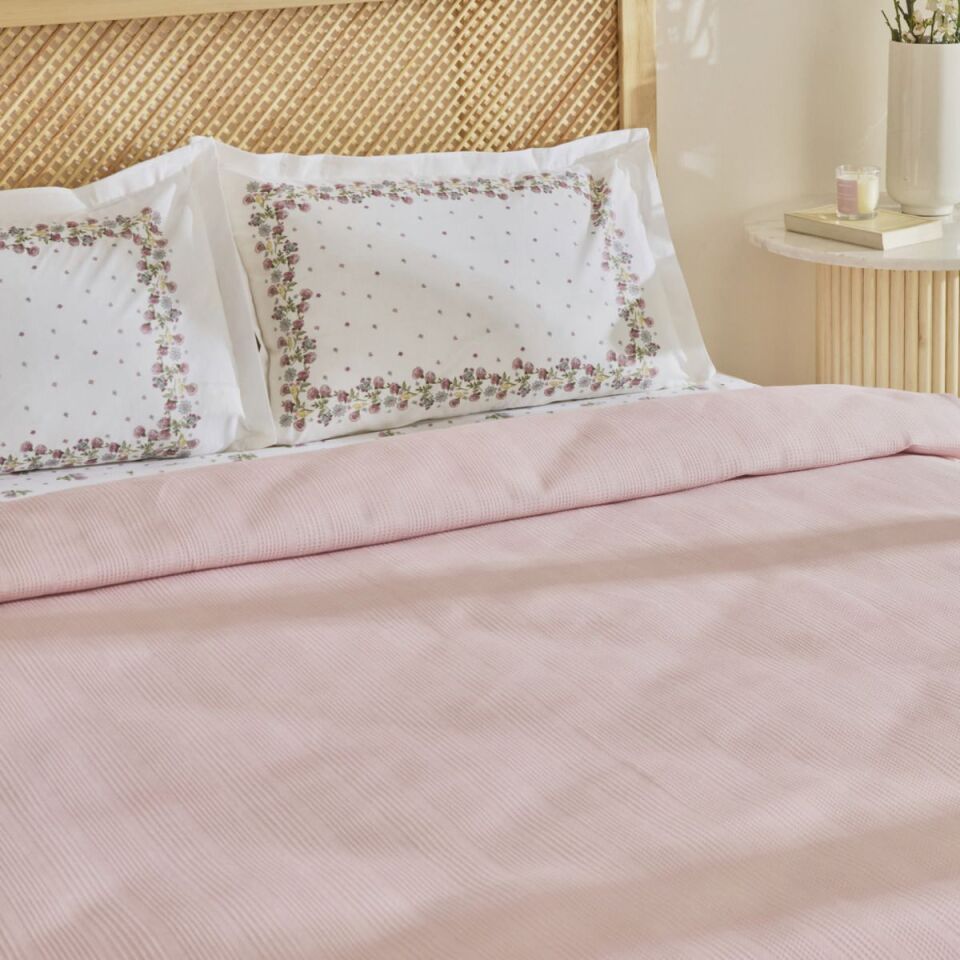 Karaca Home Roshell %100 Pamuk Çift Kişilik Pike Takımı Pudra