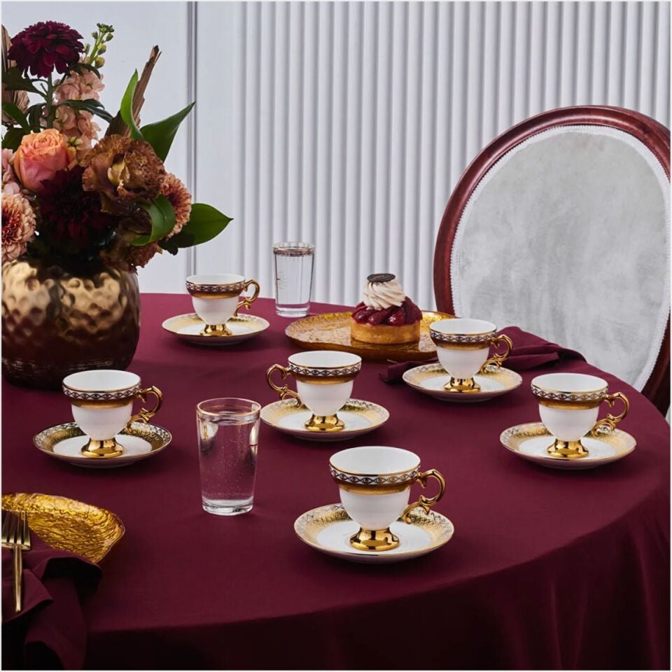 KARACA HÜRREM 6 KİŞİLİK KAHVALTI TAKIMI BEYAZ GOLD