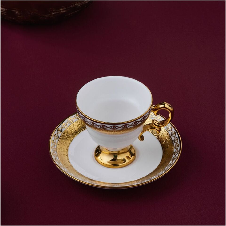 KARACA HÜRREM 6 KİŞİLİK KAHVALTI TAKIMI BEYAZ GOLD