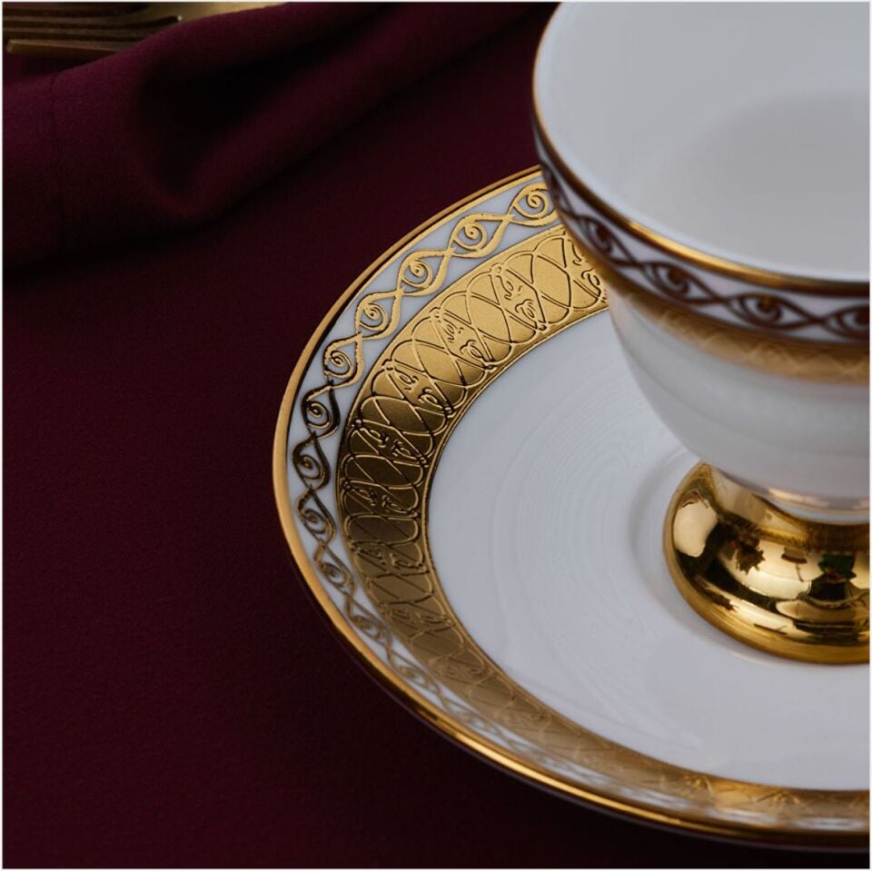 KARACA HÜRREM 6 KİŞİLİK KAHVALTI TAKIMI BEYAZ GOLD