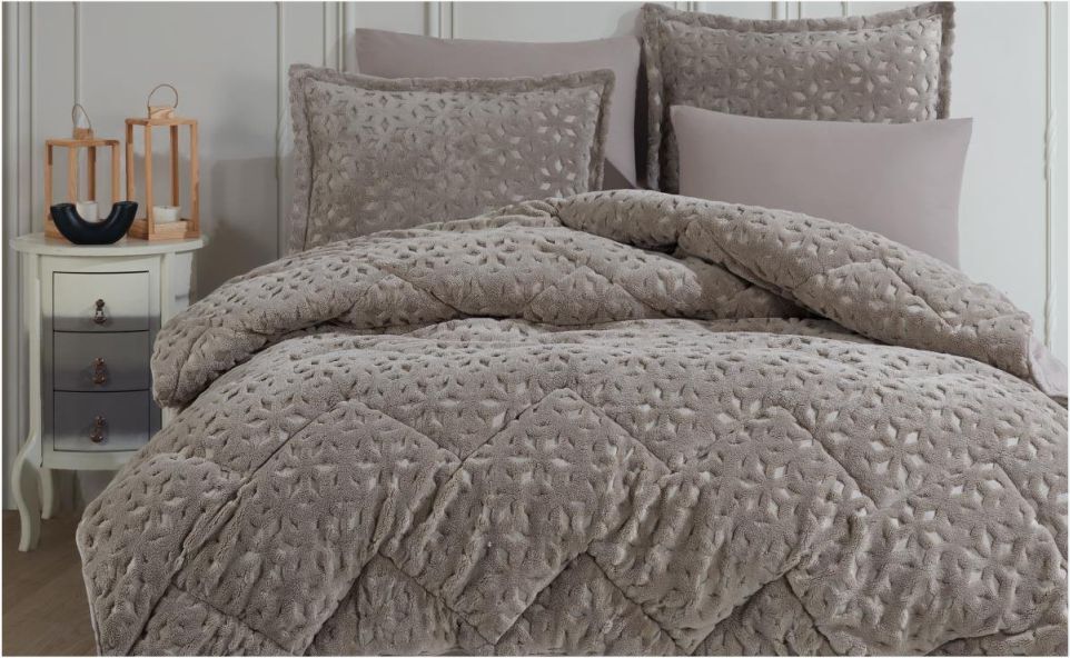 Aran Clasy Wellsoft Jakarlı Yatak Örtüsü Seti Çift Kişilik Babil  V2 Bej