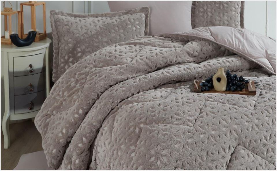 Aran Clasy Wellsoft Jakarlı Yatak Örtüsü Seti Çift Kişilik Babil  V2 Bej