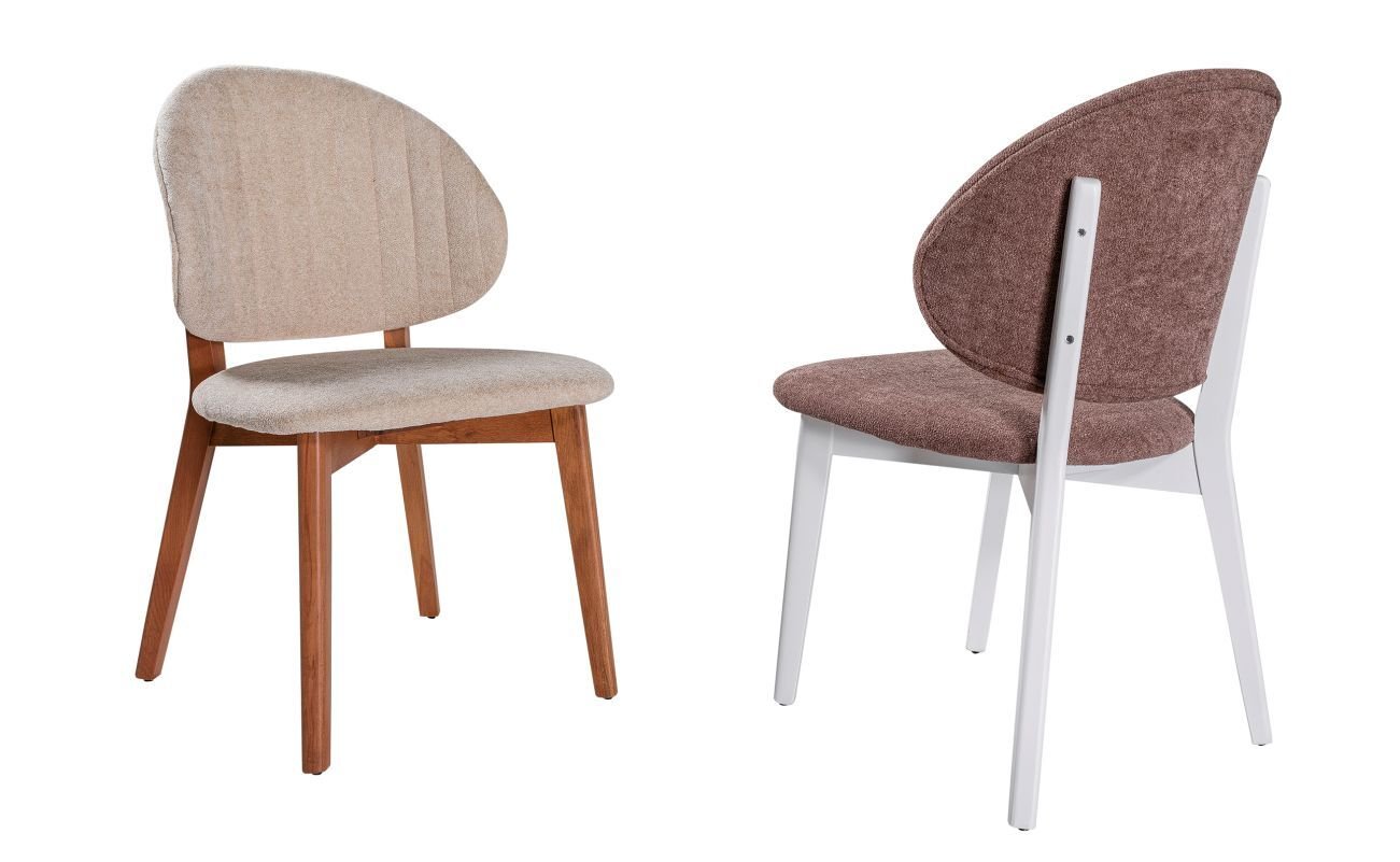 Azemo Doruk Sandalye Düz Ayak Ahşap Beyaz Rosso 06 Kahve