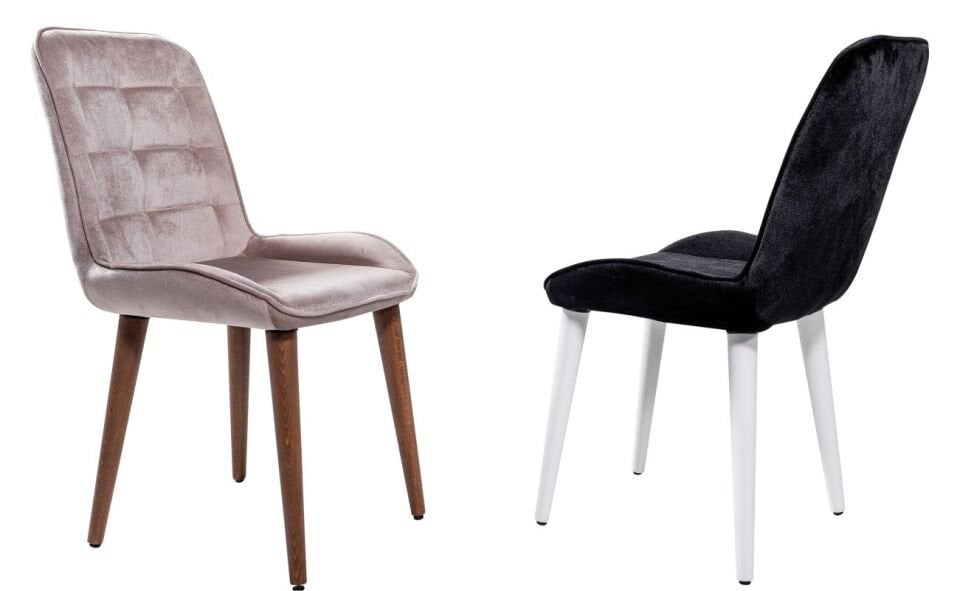 Azemo İstanbul Sandalye Düz Ayak Ahşap Beyaz Luna 219 Siyah