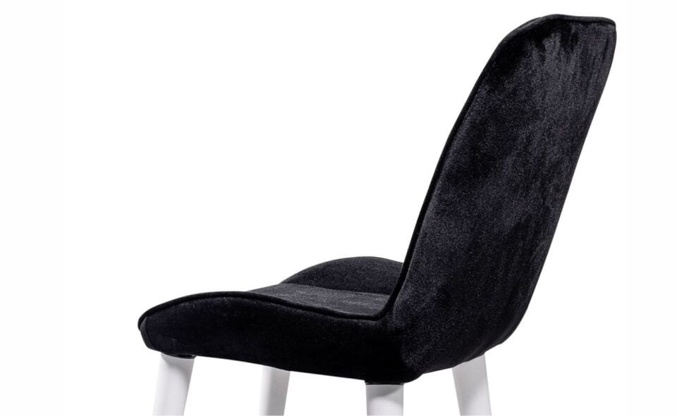 Azemo İstanbul Sandalye Düz Ayak Ahşap Beyaz Luna 219 Siyah