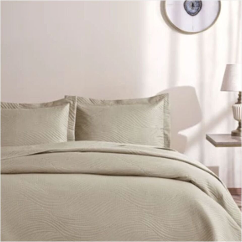 Taç Harlow Tek Kişilik Yatak Örtüsü Takımı Taş