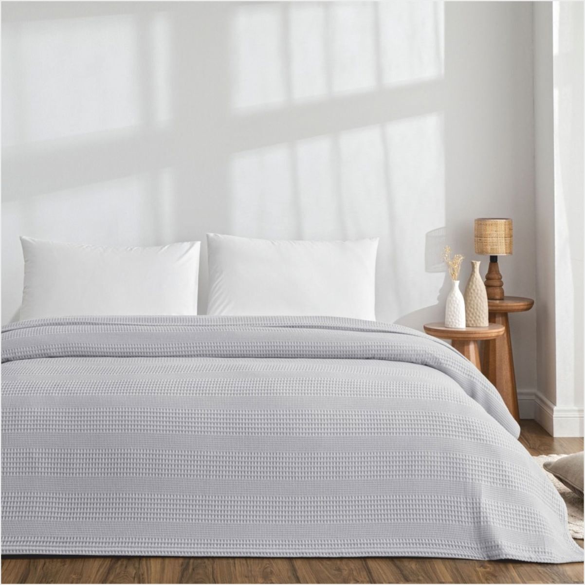 Taç Monet Tek Kişilik Pike Takımı Gri