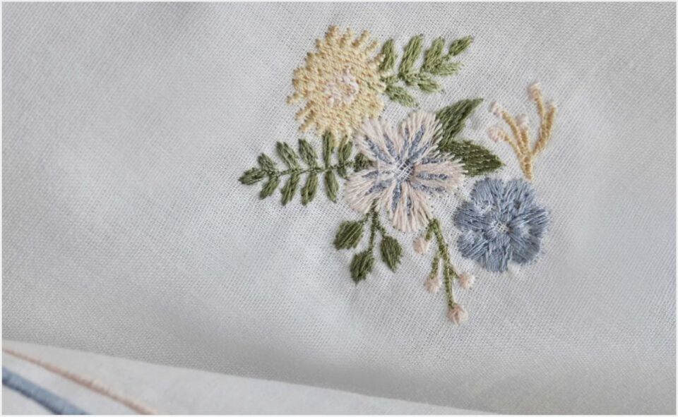 Karaca Home Cavale Çift Kişilik Percale Nevresim Takımı Nakışlı Pudra