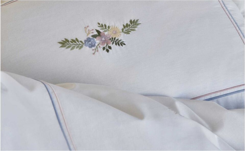 Karaca Home Cavale Çift Kişilik Percale Nevresim Takımı Nakışlı Pudra