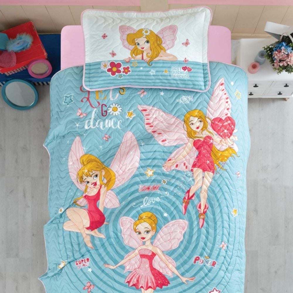 Aran Clasy Tek Kişilik Yatak Örtüsü Power Gırl V1 Turkuaz