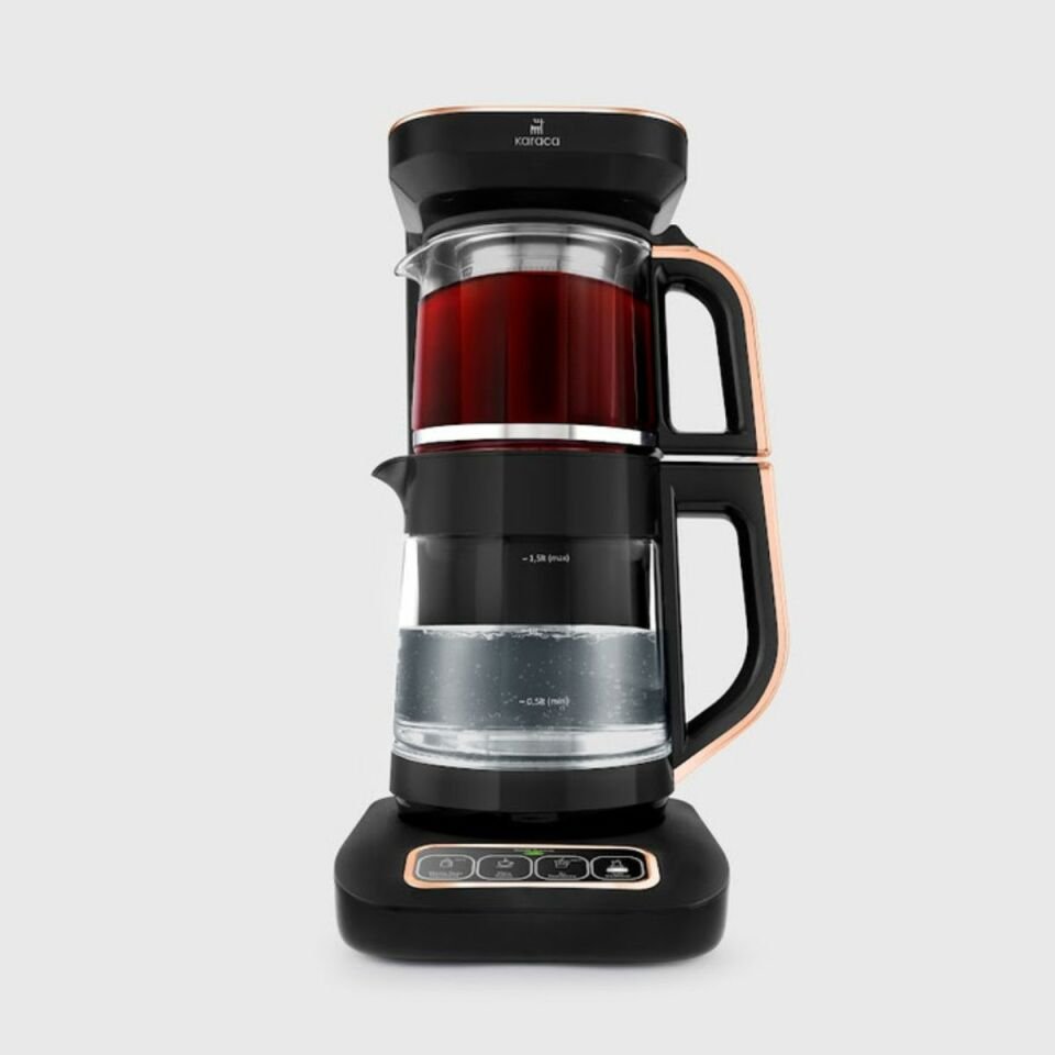 Karaca Çaysever Robotea Pro 4in1 2500 W Black Copper Konuşan Cam Çay Makinesi