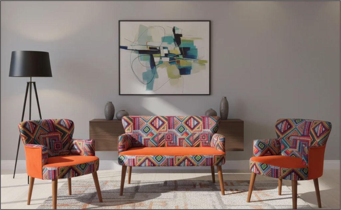AZRA ROMA ÇAY SETİ 2+1+1 KARIŞIK DESEN TURUNCU