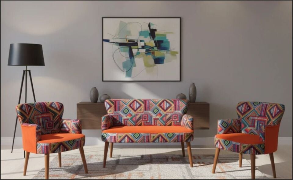 AZRA ROMA ÇAY SETİ 2+1+1 KARIŞIK DESEN TURUNCU