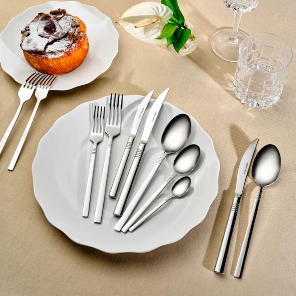 Karaca Elegance Nil V2 Platin 12 Kişilik 84 Parça Çatal Kaşık Bıçak Takımı