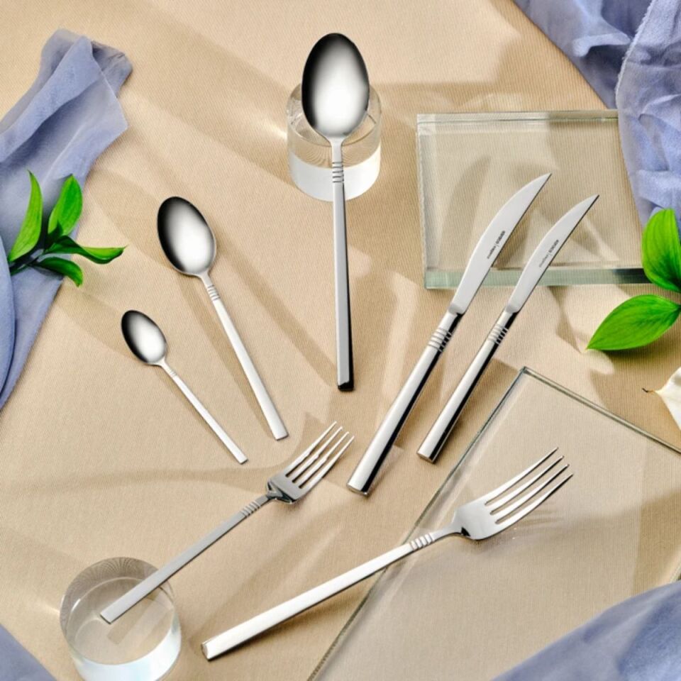 Karaca Elegance Nil V2 Platin 12 Kişilik 84 Parça Çatal Kaşık Bıçak Takımı