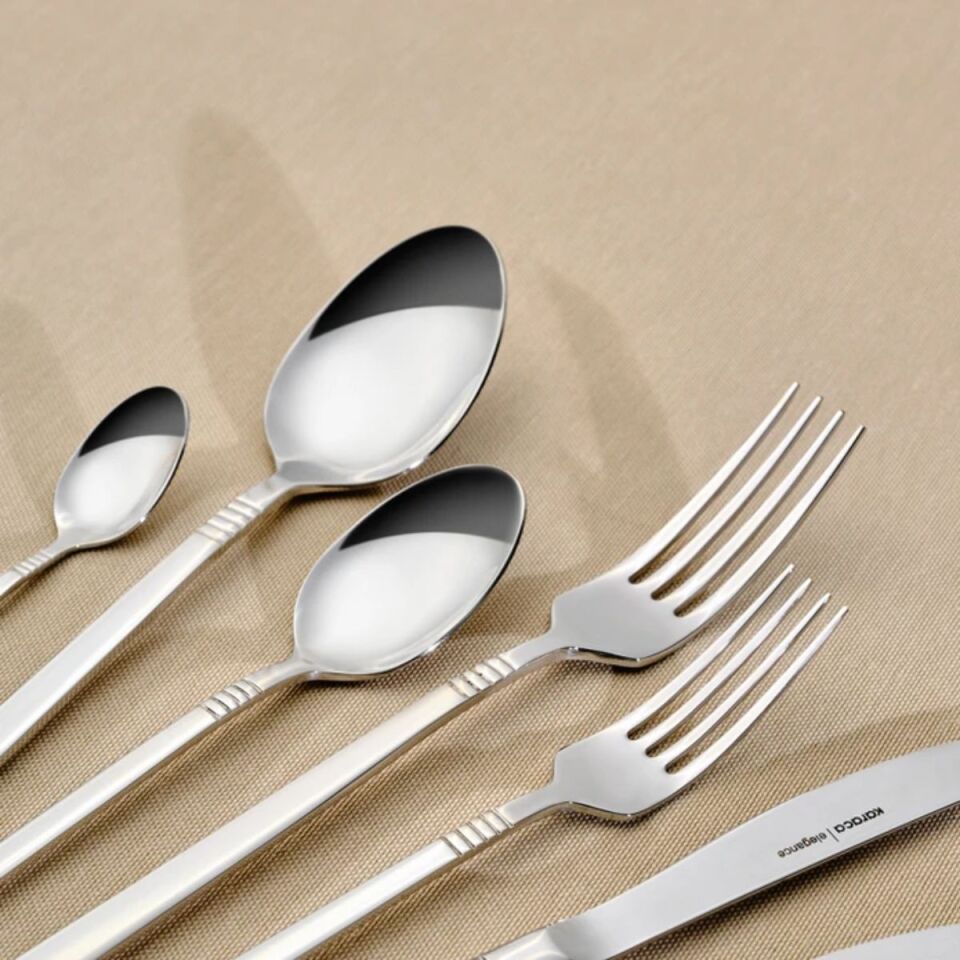 Karaca Elegance Nil V2 Platin 12 Kişilik 84 Parça Çatal Kaşık Bıçak Takımı