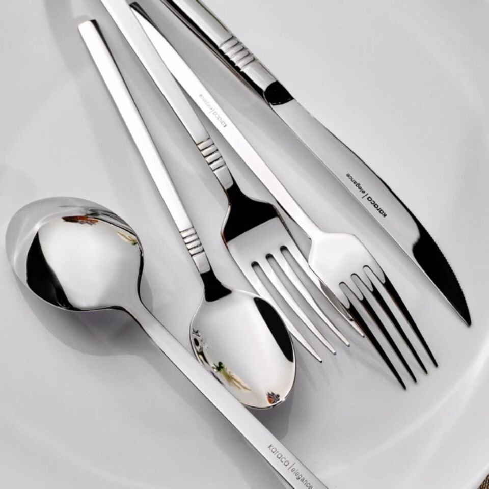 Karaca Elegance Nil V2 Platin 12 Kişilik 84 Parça Çatal Kaşık Bıçak Takımı