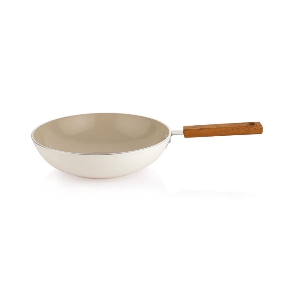 Schafer Ceramoni Seramik Wok Tava 28Cm - Krem