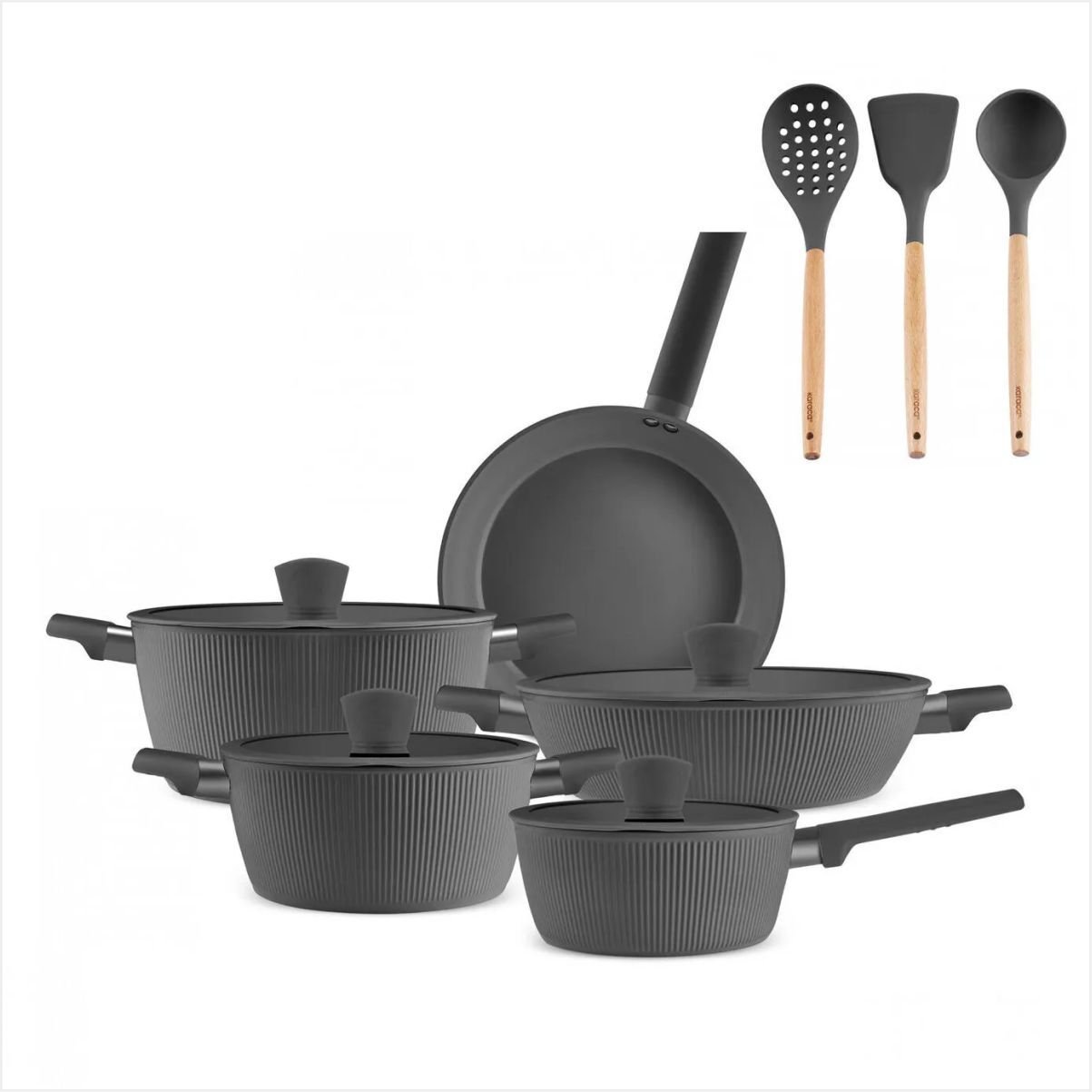 KARACA SWISS CRYSTAL PURELINE İNDÜKSİYON TABANLI 12 PARÇA TENCERE SETİGRİ