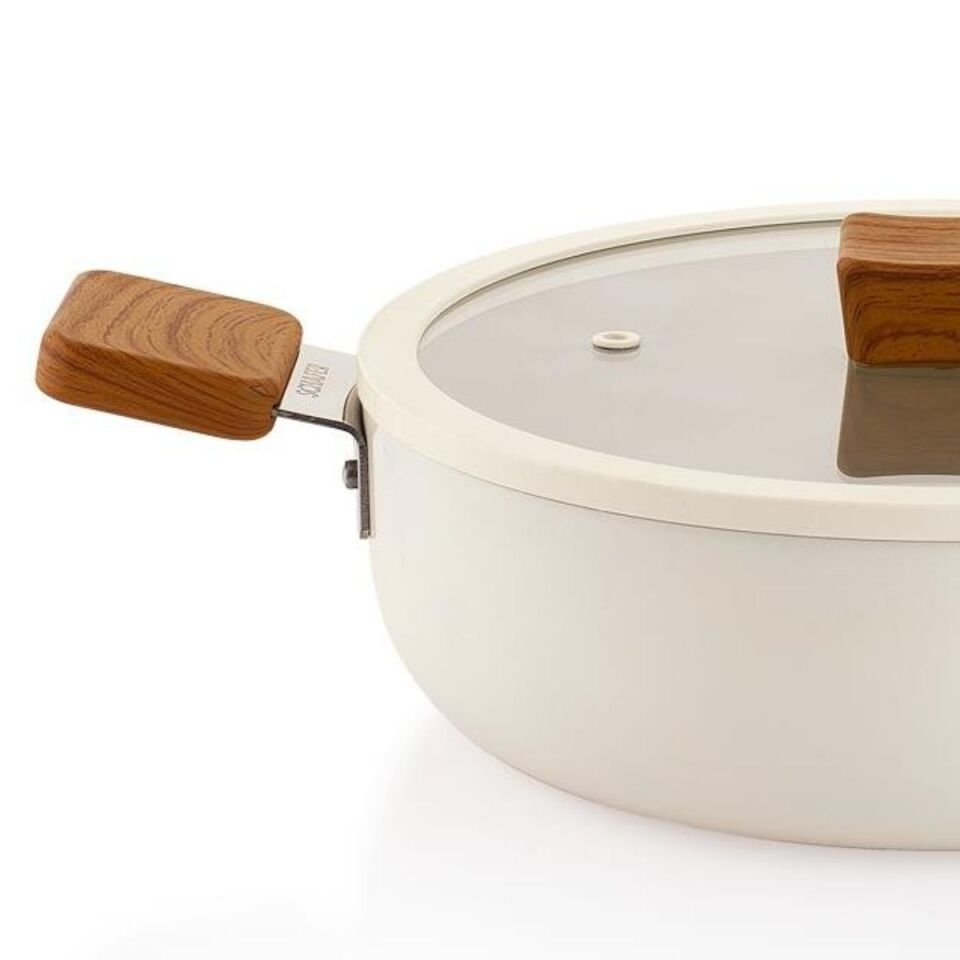 Schafer Ceramoni Seramik Basık Tencere 24Cm - Krem